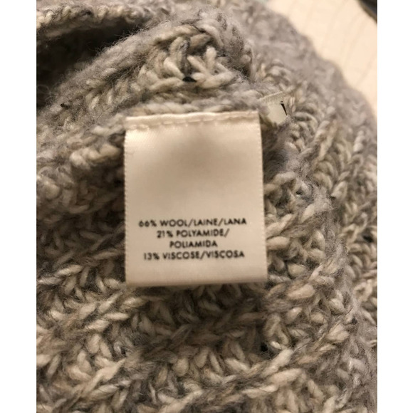 Ann Taylor Gray Wool-Blend Tunic Sweater with Funnel Neckline, Size Small - Picture 5 of 6